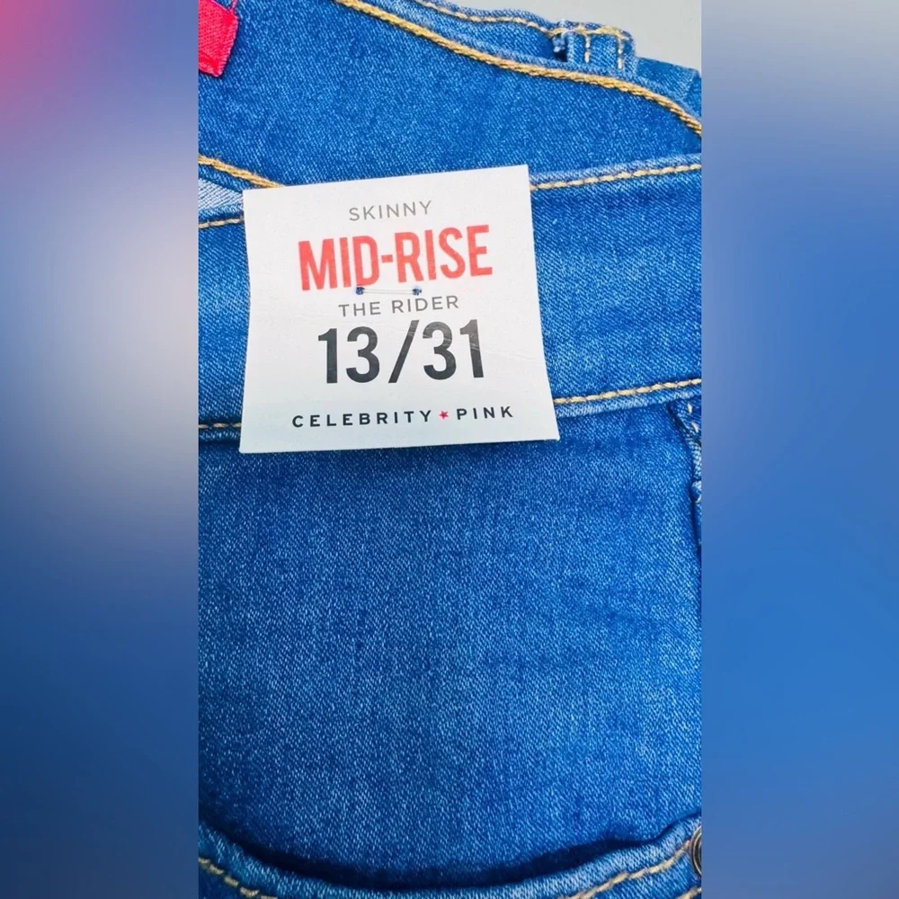 Celebrity Pink Women’s Infinite Stretch Mid Rise Skinny Blue Lagoon Jeans, NWT - Picture 6 of 11